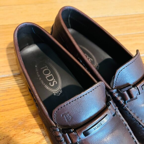 TOD'S Brown Leather Loafers Men's Size 7.5 - Picture 15 of 16